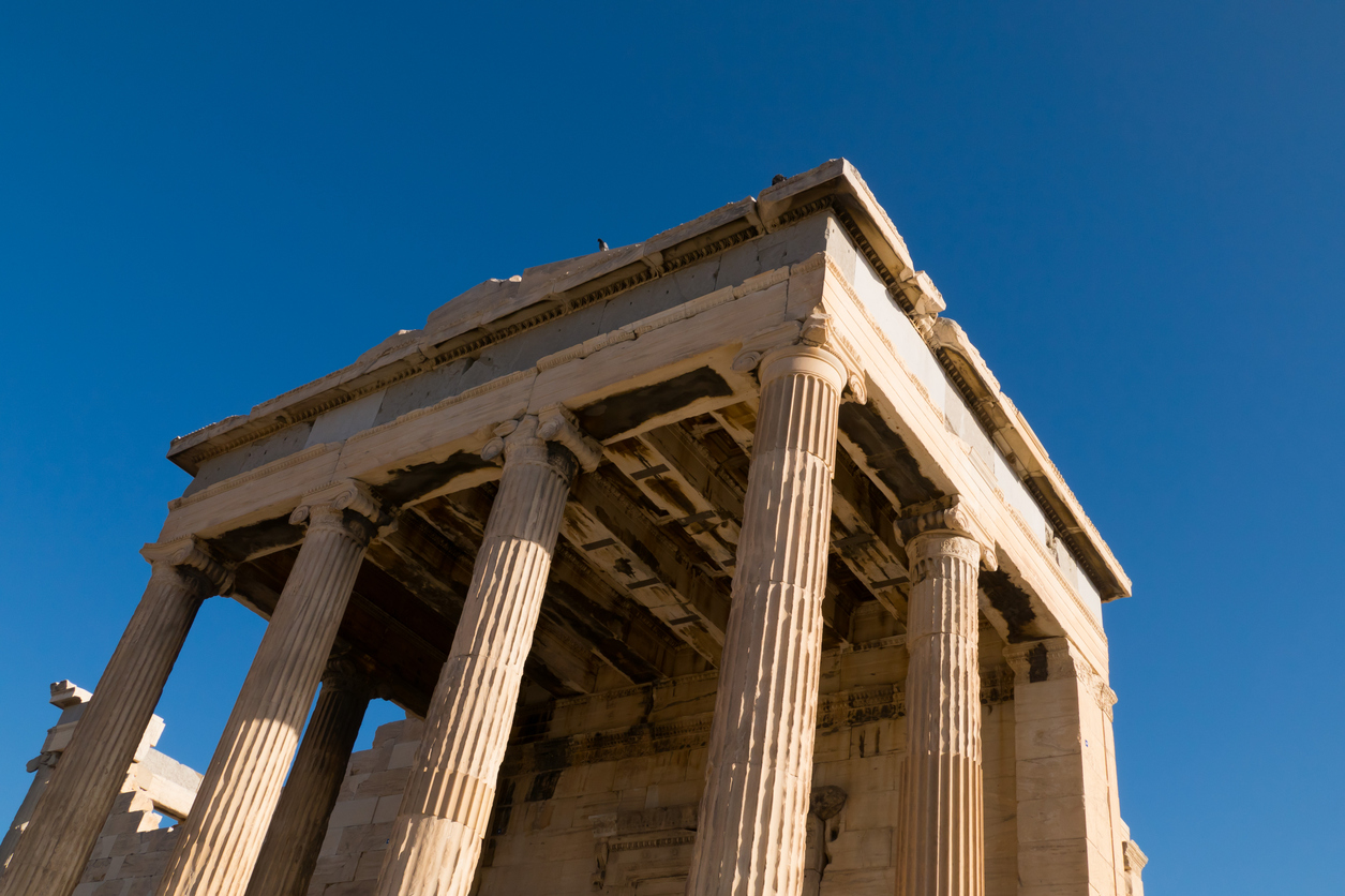 Columns of a Temple in Acropolis Hill, Athens, Greece